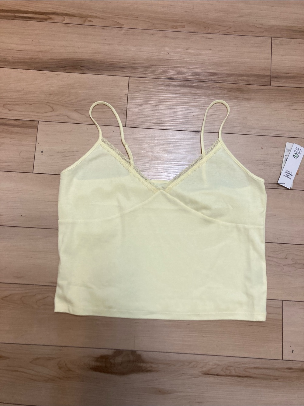 3/$20 bundle and save 
No Boundaries Pale Yellow Lace-Trim Cami